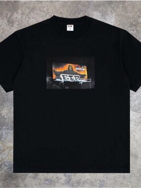 FTP Black Tee with Orange and White Graphic